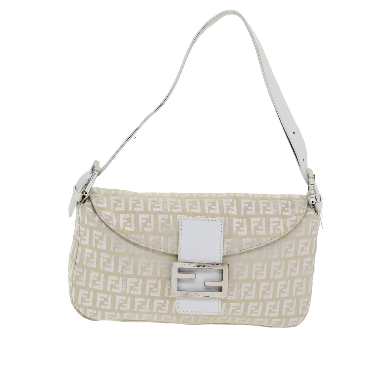 FENDI Zucchino Canvas Mamma Baguette Shoulder Bag Beige ep4792