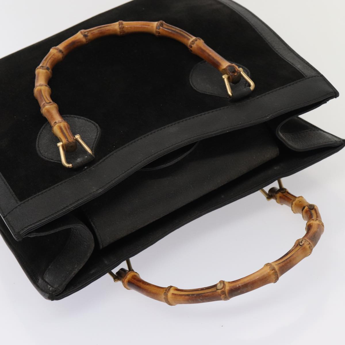 GUCCI Bamboo Hand Bag Suede Black 002 2865 0260 ep4887