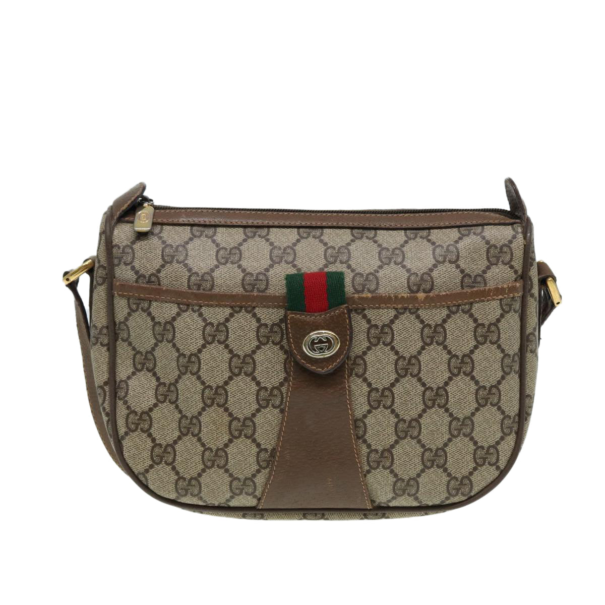 GUCCI GG Supreme Web Sherry Line Shoulder Bag PVC Beige 89 02 032 ep4914
