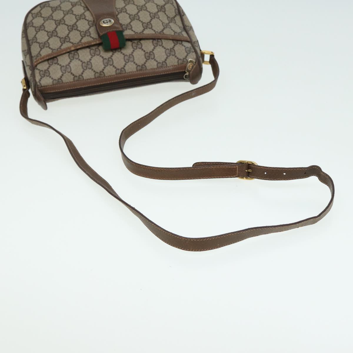 GUCCI GG Supreme Web Sherry Line Shoulder Bag PVC Beige 89 02 032 ep4914