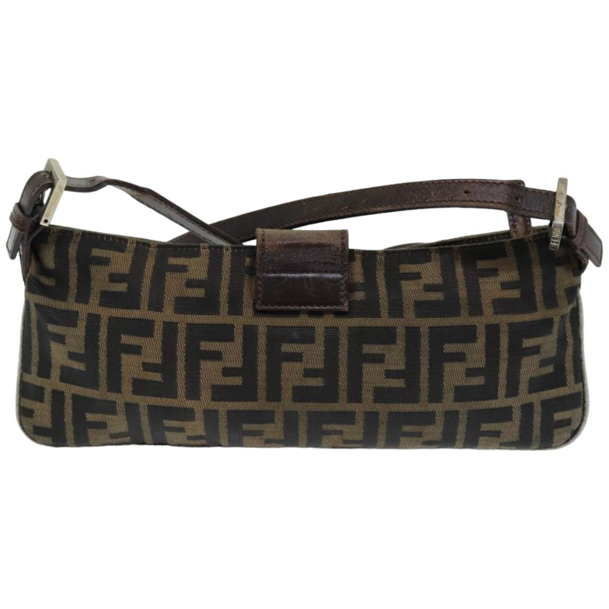 FENDI Zucca Canvas Shoulder Bag Brown Black ep4933