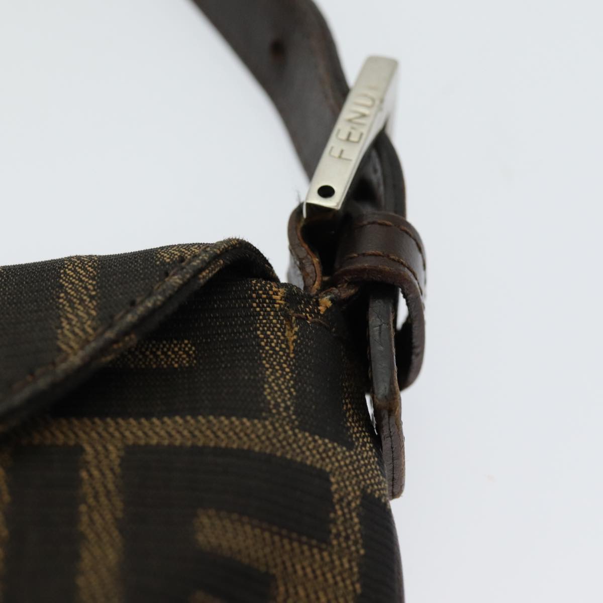 FENDI Zucca Canvas Mamma Baguette Shoulder Bag Brown Black ep4942
