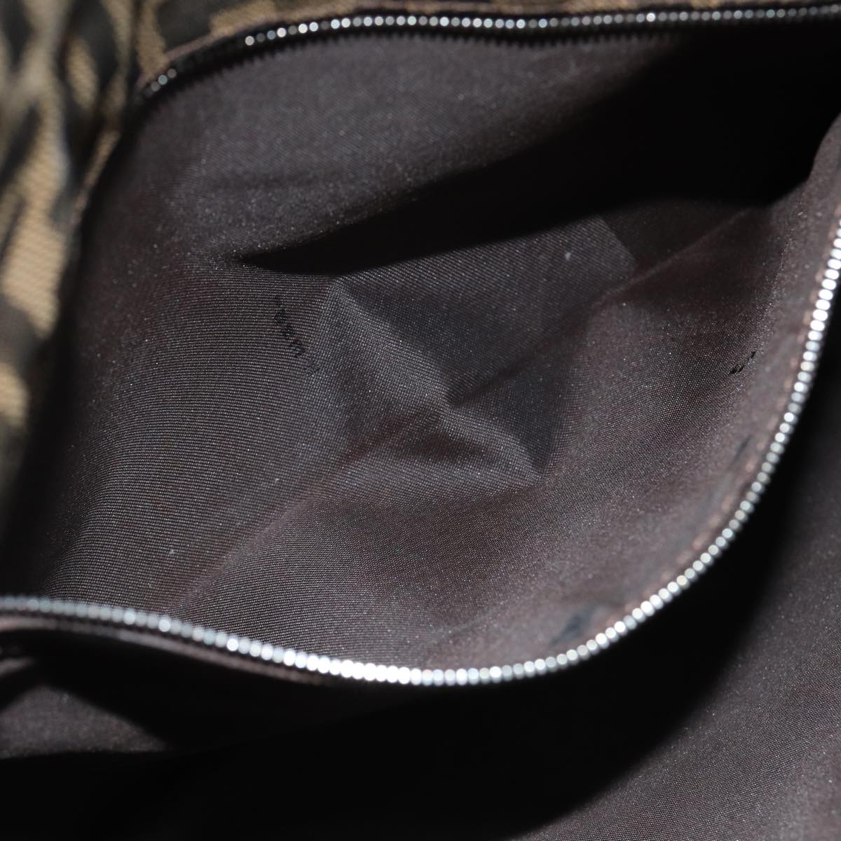 FENDI Zucca Canvas Mamma Baguette Shoulder Bag Brown Black ep4942