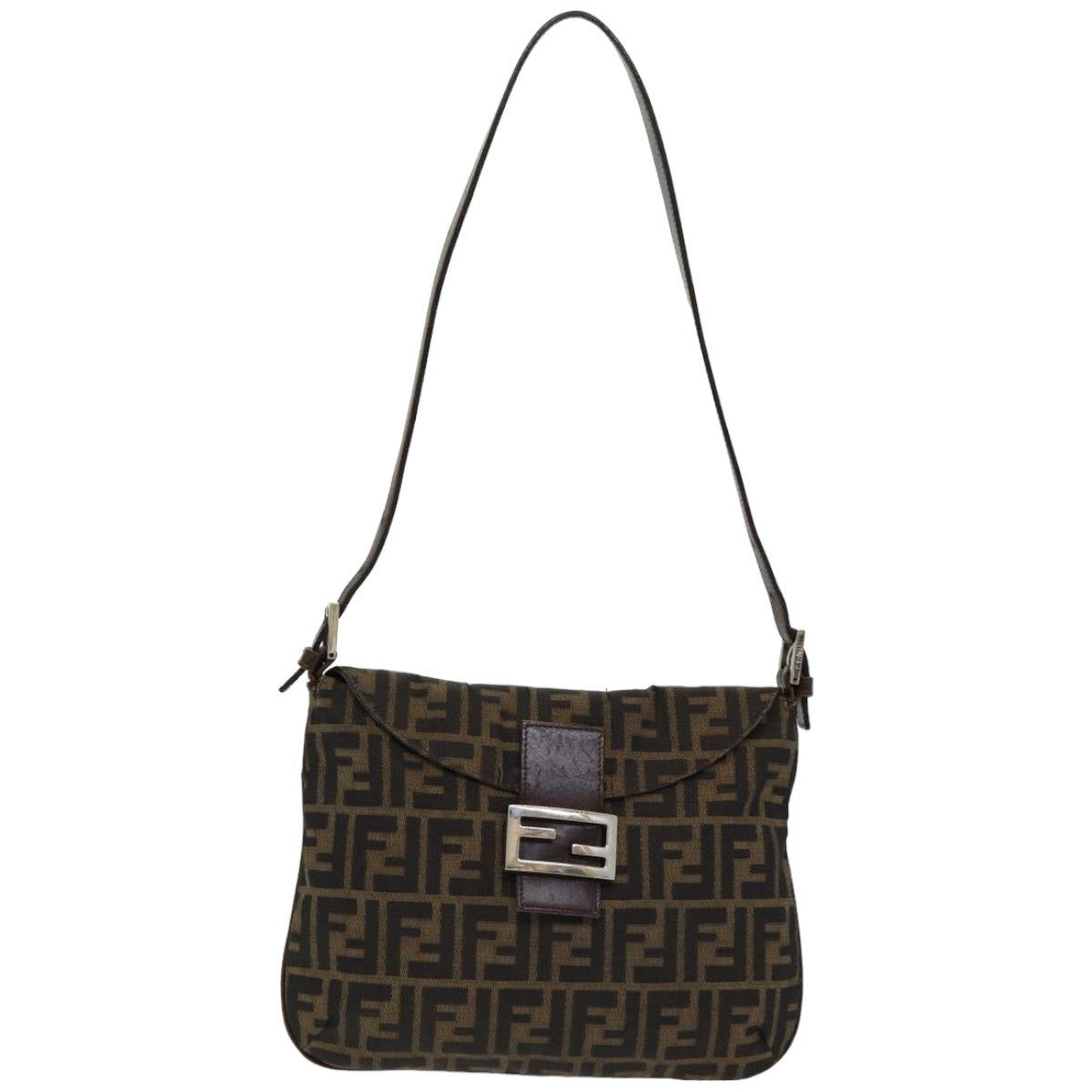 FENDI Zucca Canvas Mamma Baguette Shoulder Bag Brown Black ep4942
