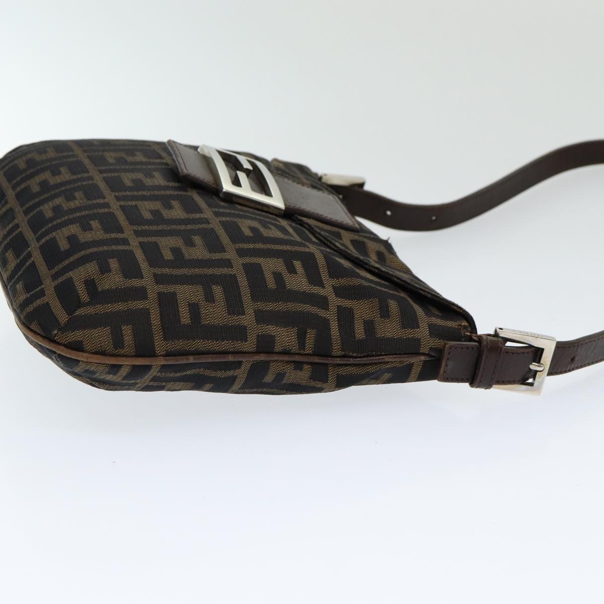 FENDI Zucca Canvas Mamma Baguette Shoulder Bag Brown Black ep4942