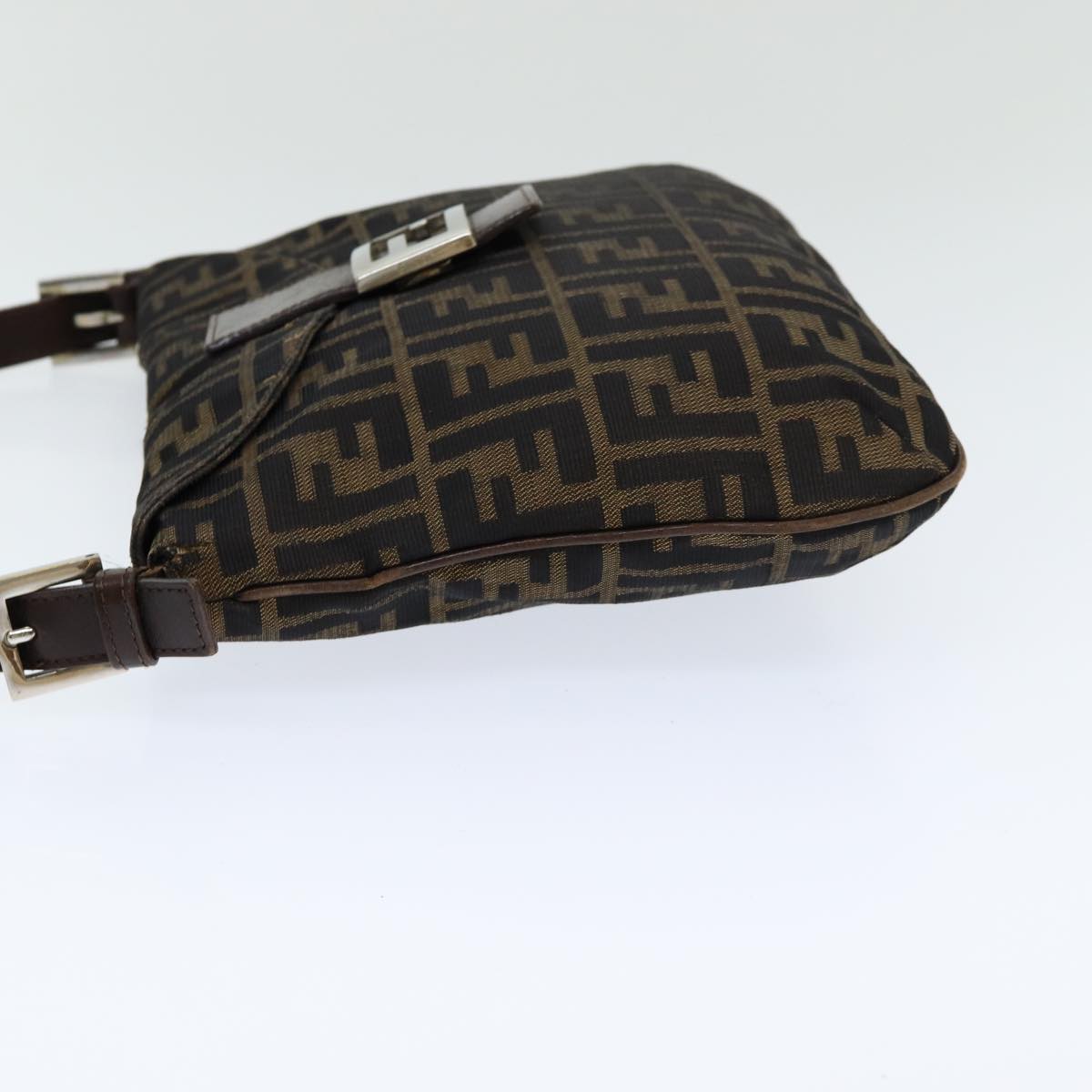 FENDI Zucca Canvas Mamma Baguette Shoulder Bag Brown Black ep4942