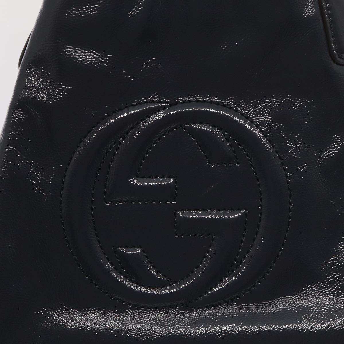GUCCI Soho Hand Bag Enamel 2way Navy 336751 ep4950