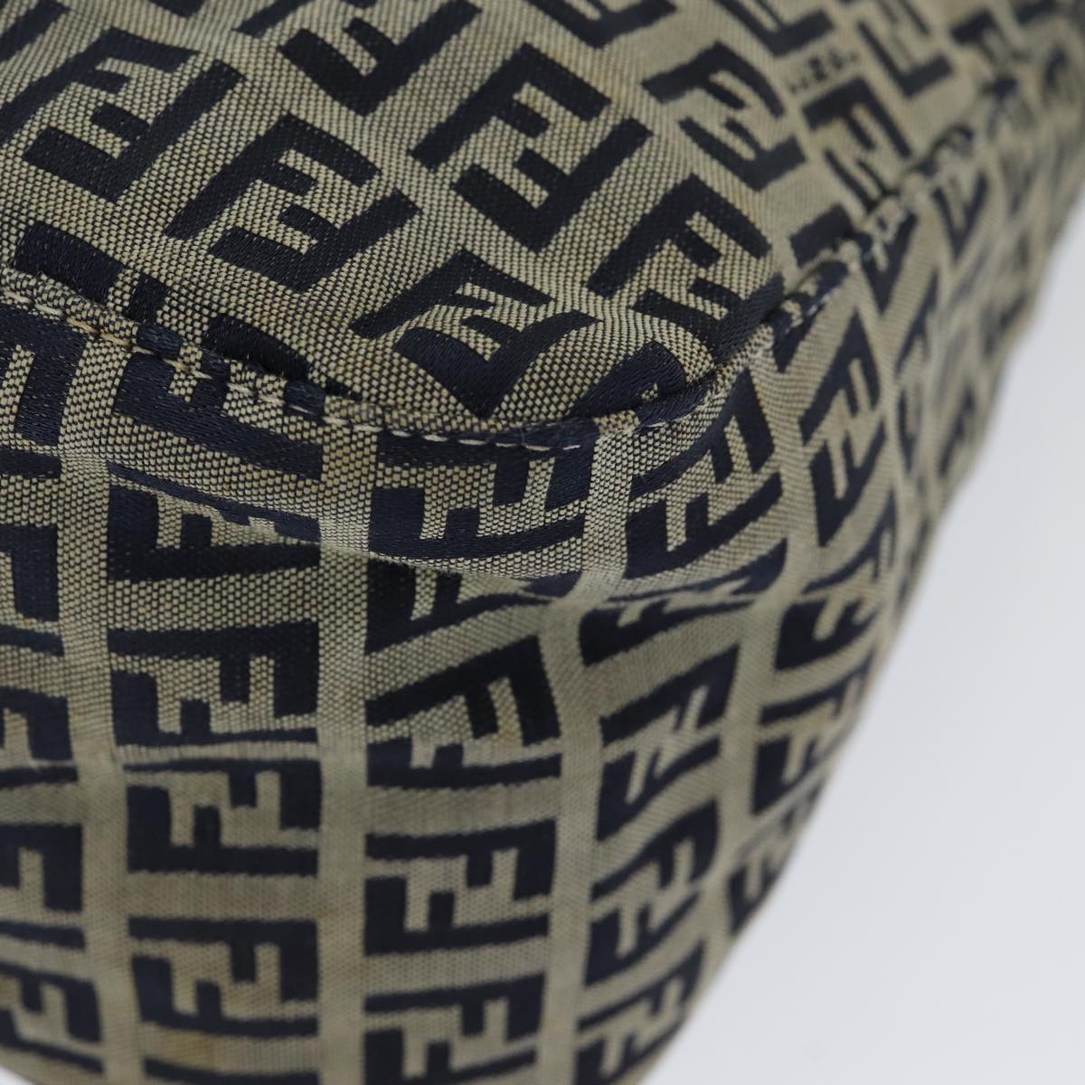 FENDI Zucchino Canvas Mamma Baguette Shoulder Bag Navy ep4964