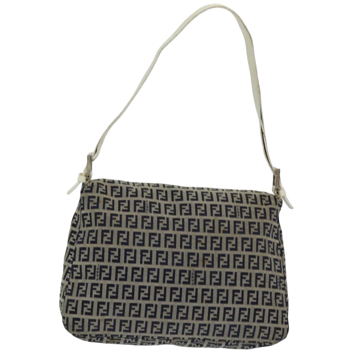 FENDI Zucchino Canvas Mamma Baguette Shoulder Bag Navy ep4964