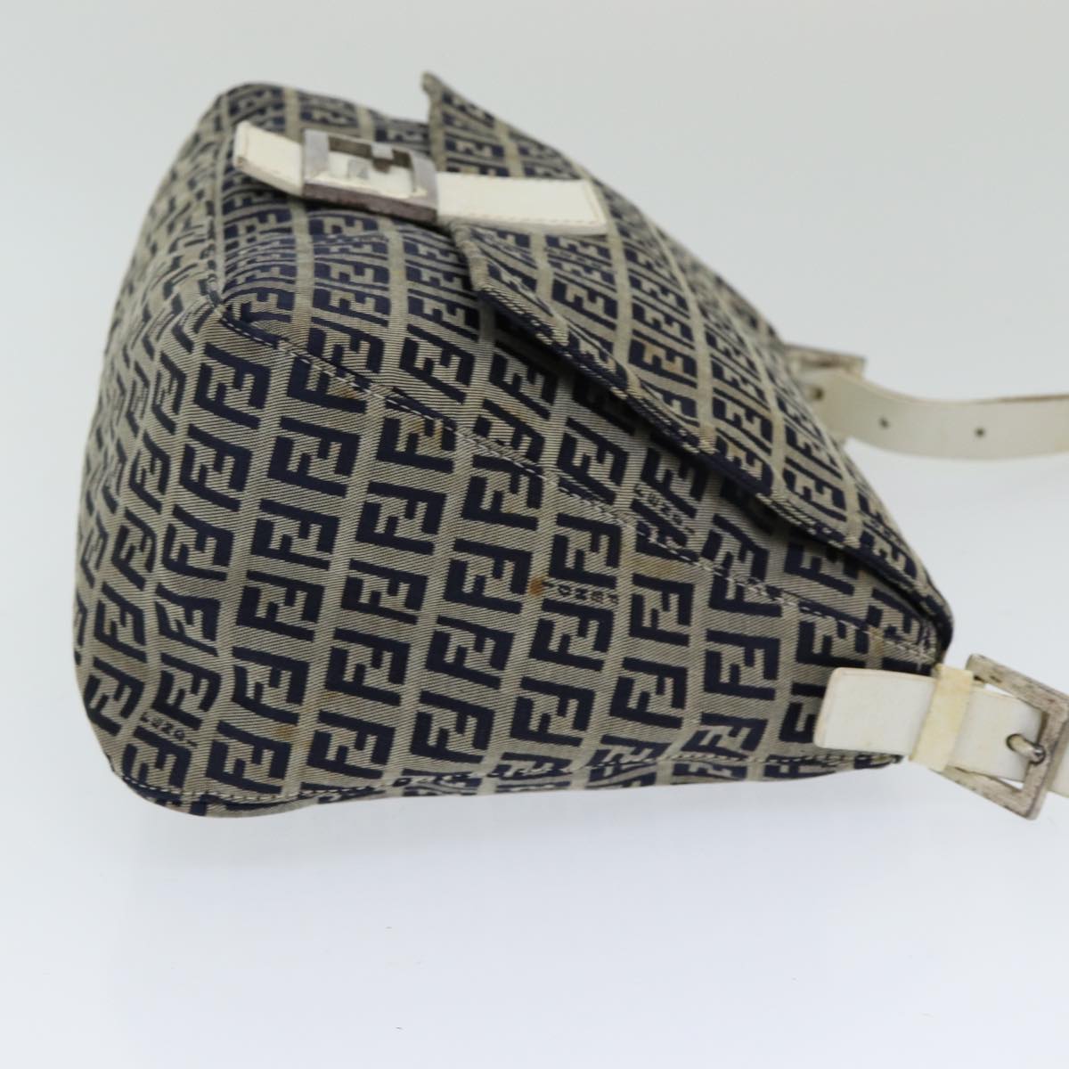 FENDI Zucchino Canvas Mamma Baguette Shoulder Bag Navy ep4964