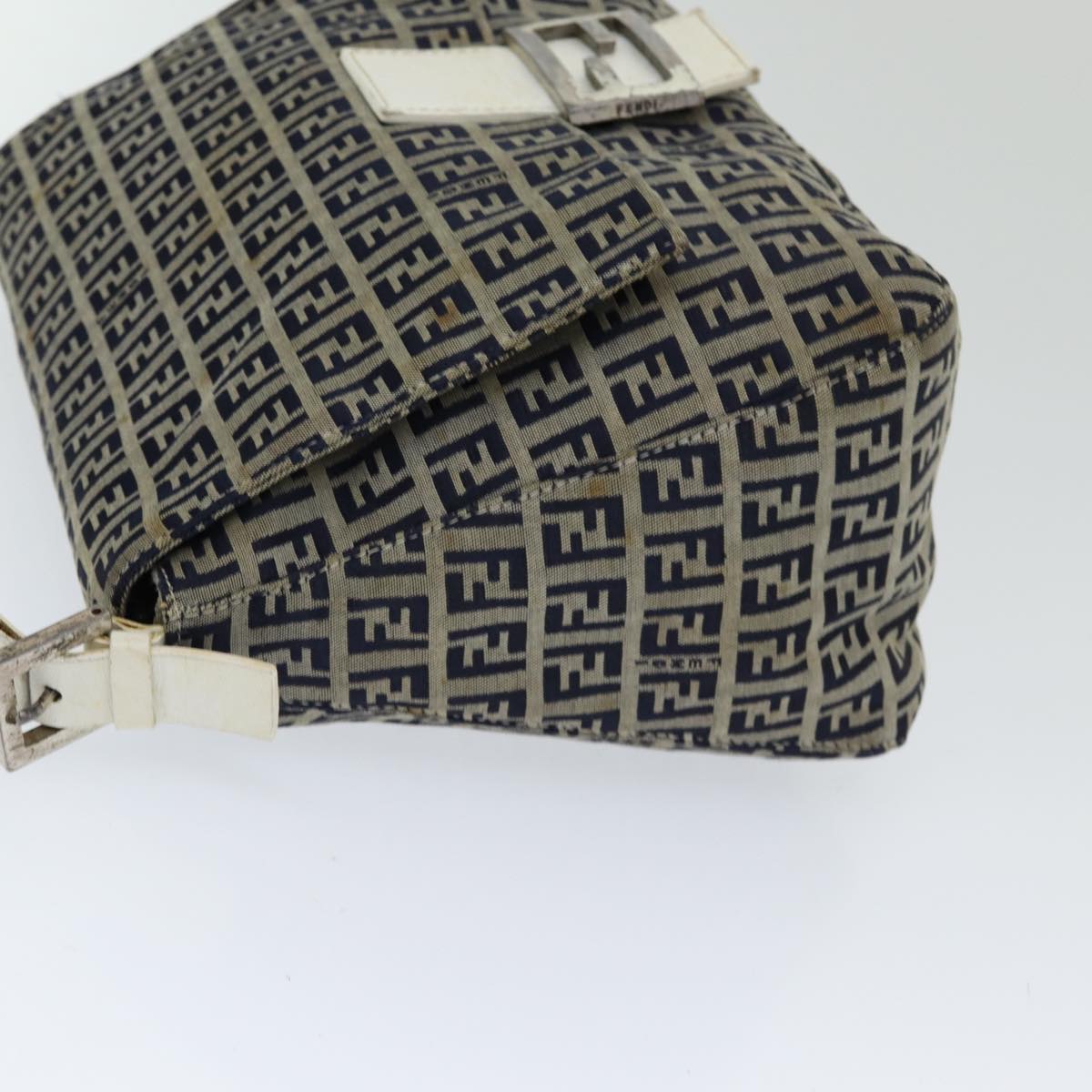 FENDI Zucchino Canvas Mamma Baguette Shoulder Bag Navy ep4964