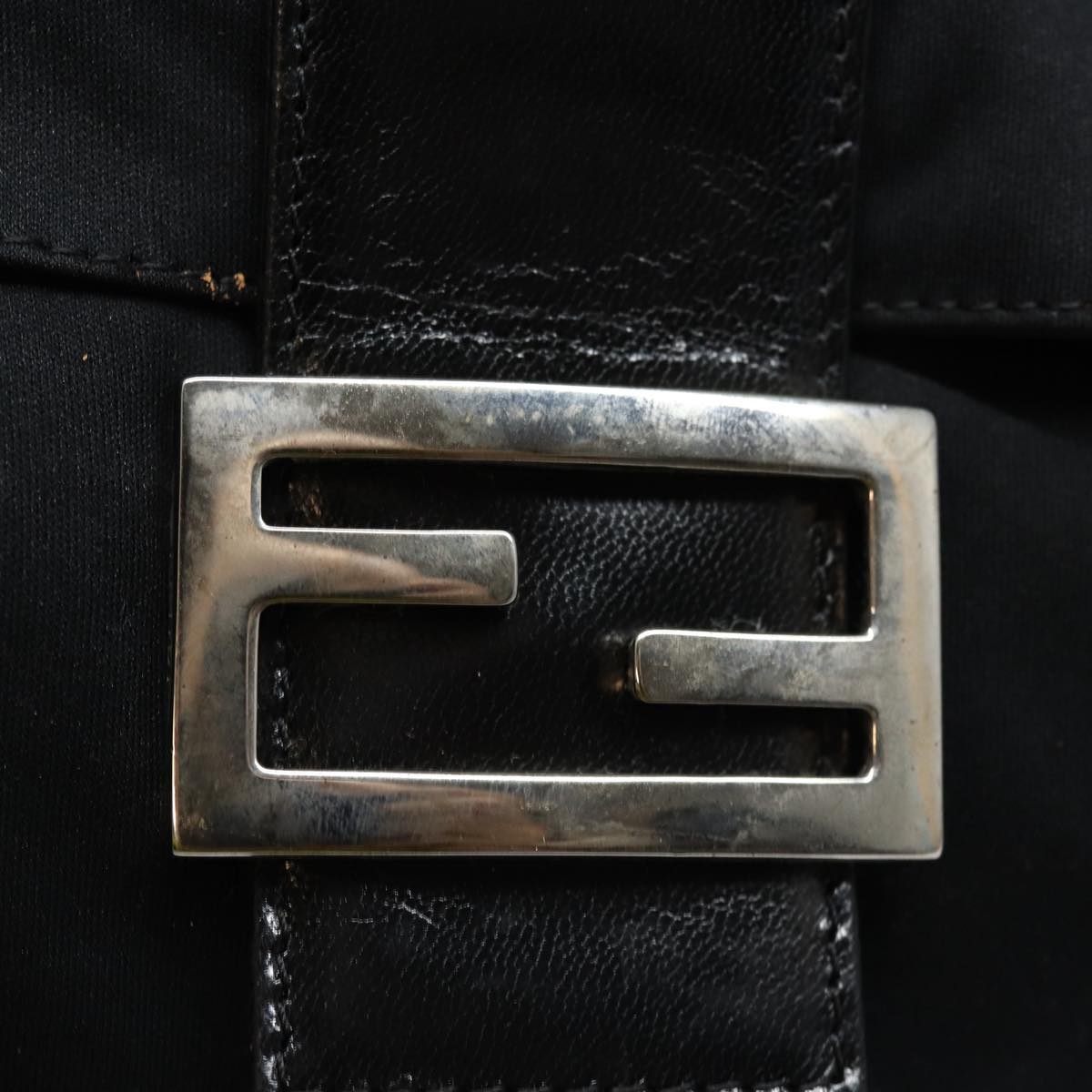 FENDI Mamma Baguette Shoulder Bag Nylon Black ep4965