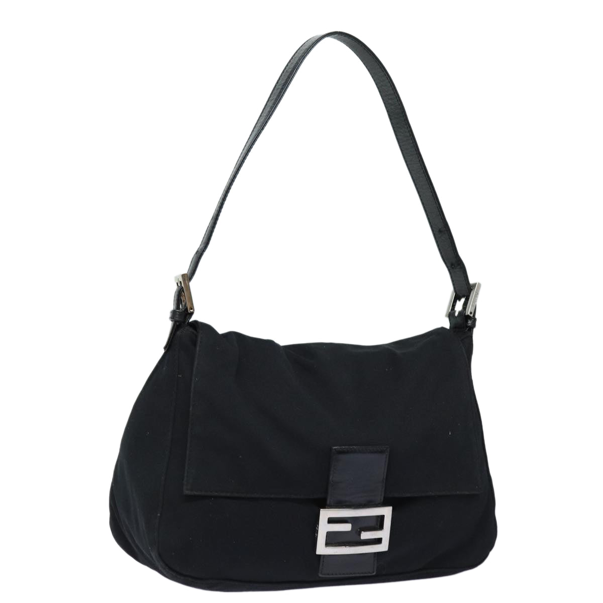 FENDI Mamma Baguette Shoulder Bag Nylon Black ep4967