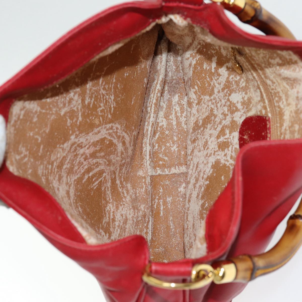 GUCCI Bamboo Hand Bag Leather 2way Red 001 14 1638 ep4970