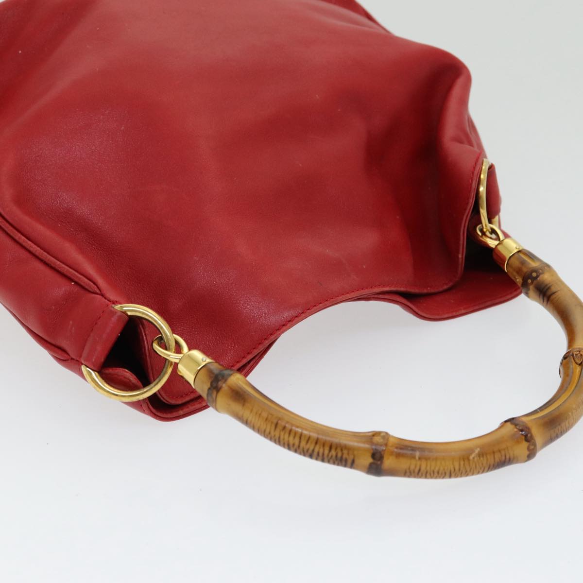 GUCCI Bamboo Hand Bag Leather 2way Red 001 14 1638 ep4970