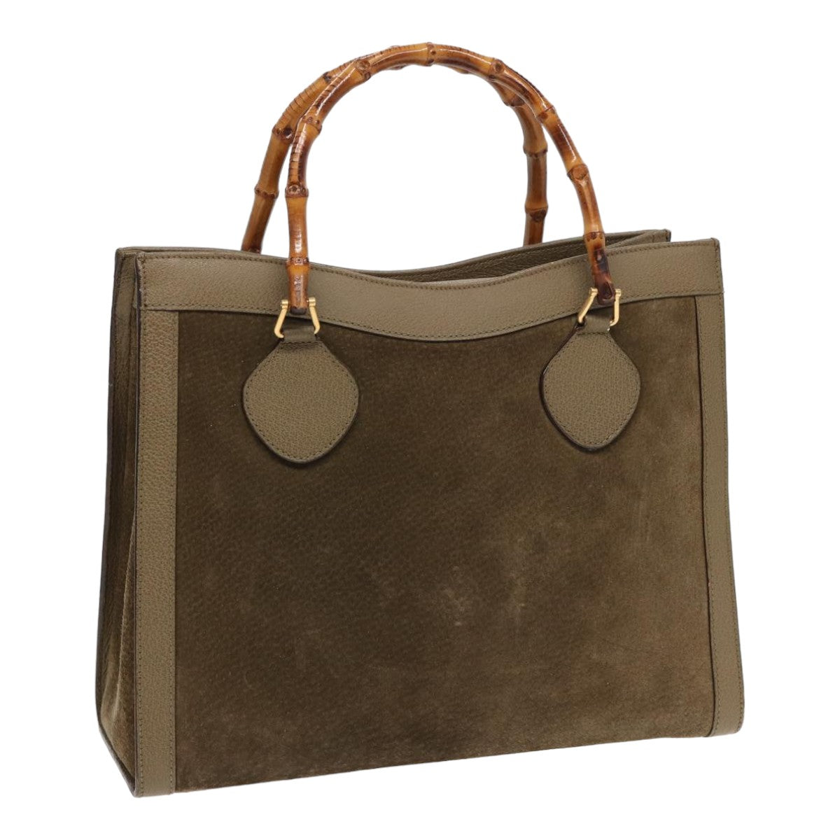 GUCCI Bamboo Hand Bag Suede Khaki 002 1186 0260 ep4974