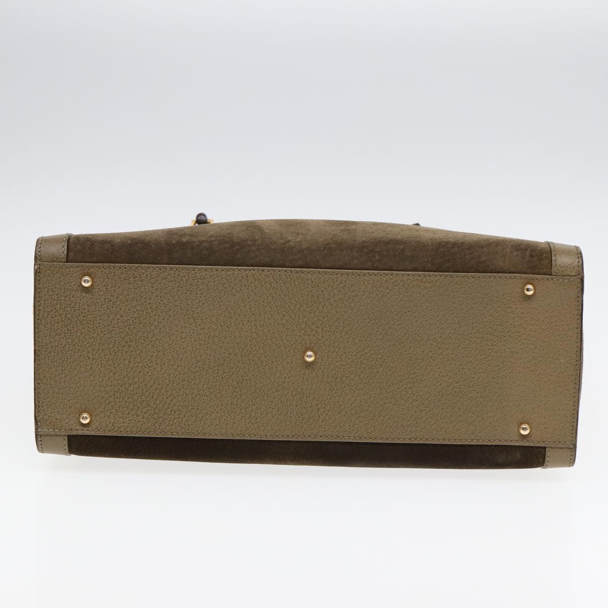 GUCCI Bamboo Hand Bag Suede Khaki 002 1186 0260 ep4974