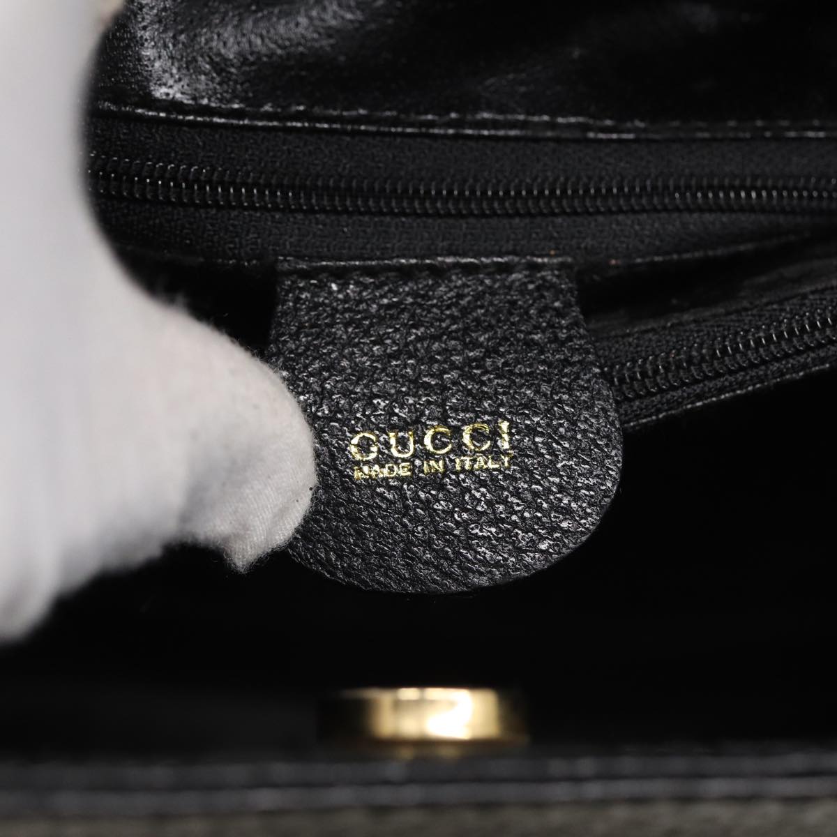 GUCCI Bamboo Hand Bag Leather Black ep4975