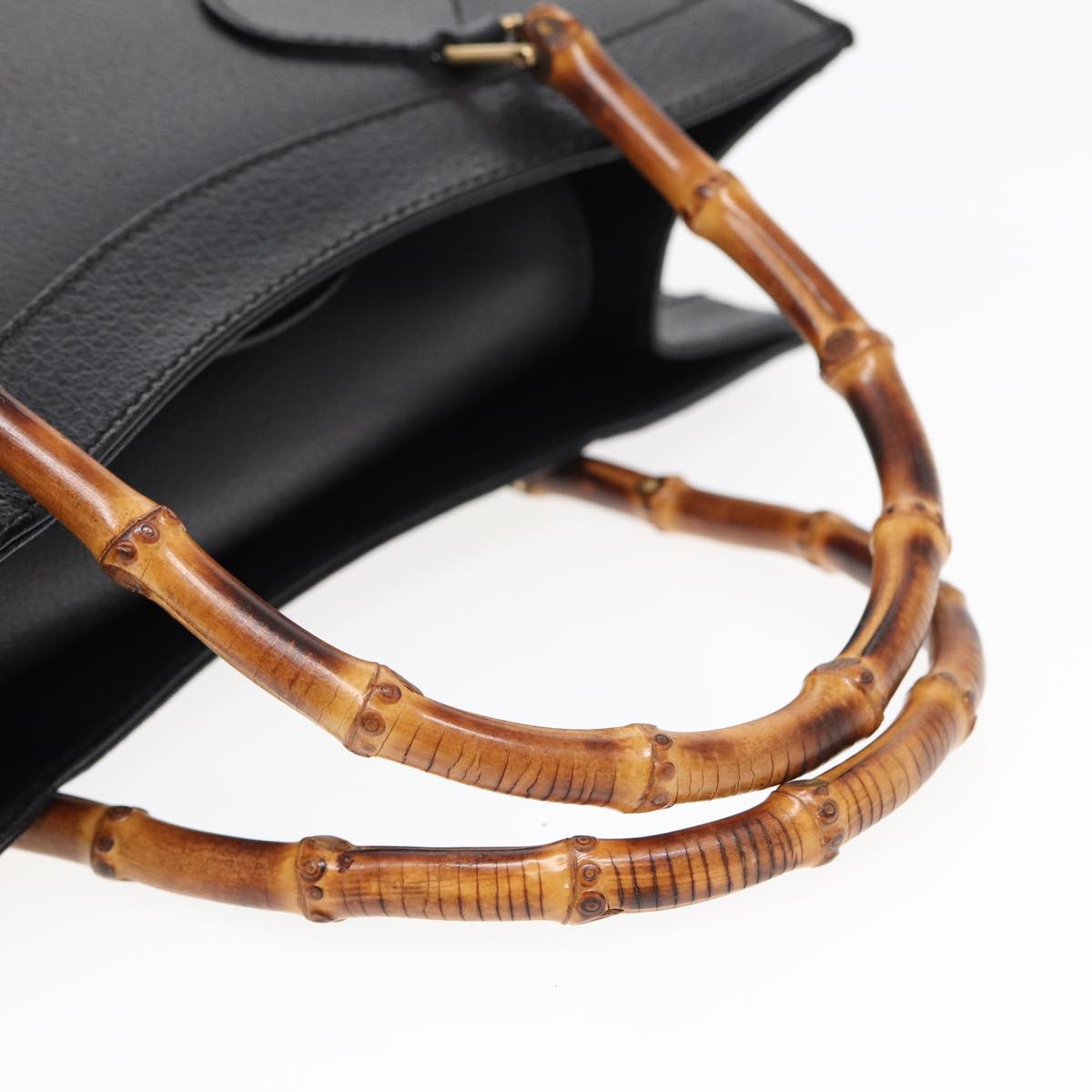 GUCCI Bamboo Hand Bag Leather Black ep4975