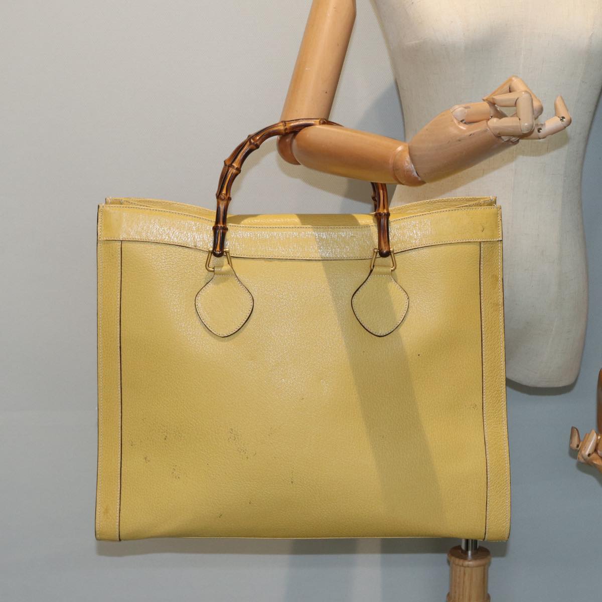 GUCCI Bamboo Hand Bag Leather Yellow 002 1186 0259 ep4981