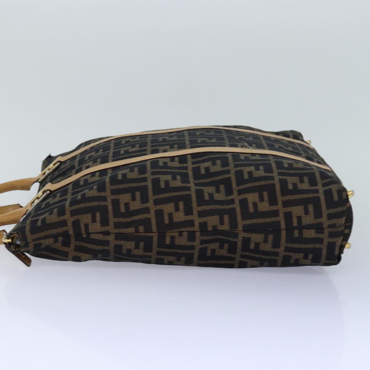 FENDI Zucca Canvas Hand Bag Brown Black gold ep5077