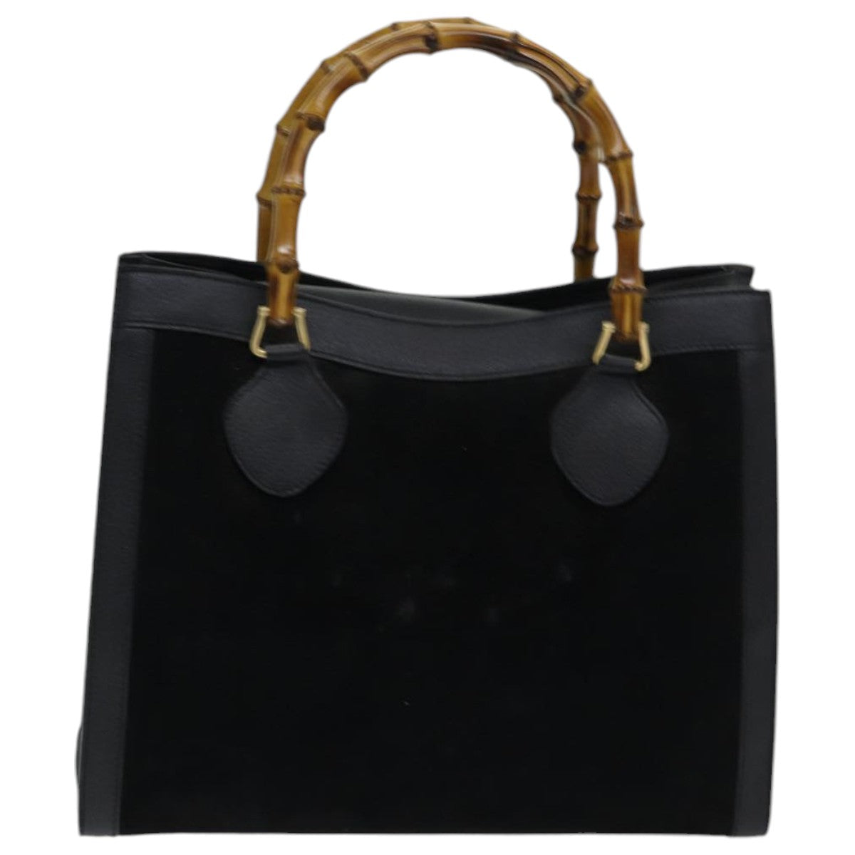 GUCCI Bamboo Tote Bag Suede Black ep5084
