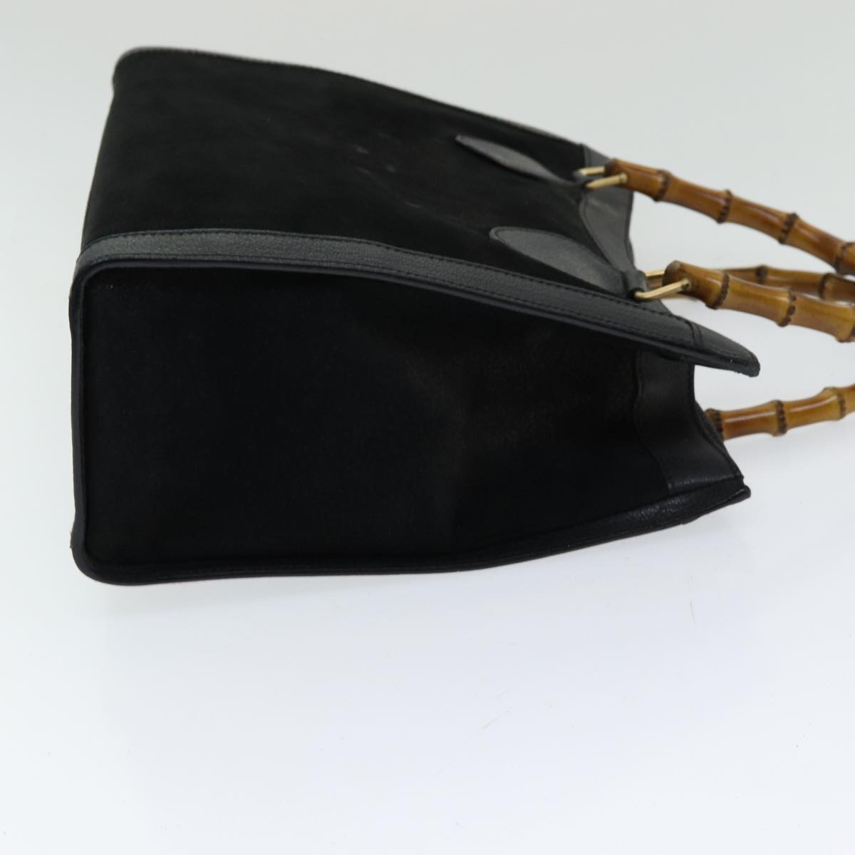 GUCCI Bamboo Tote Bag Suede Black ep5084