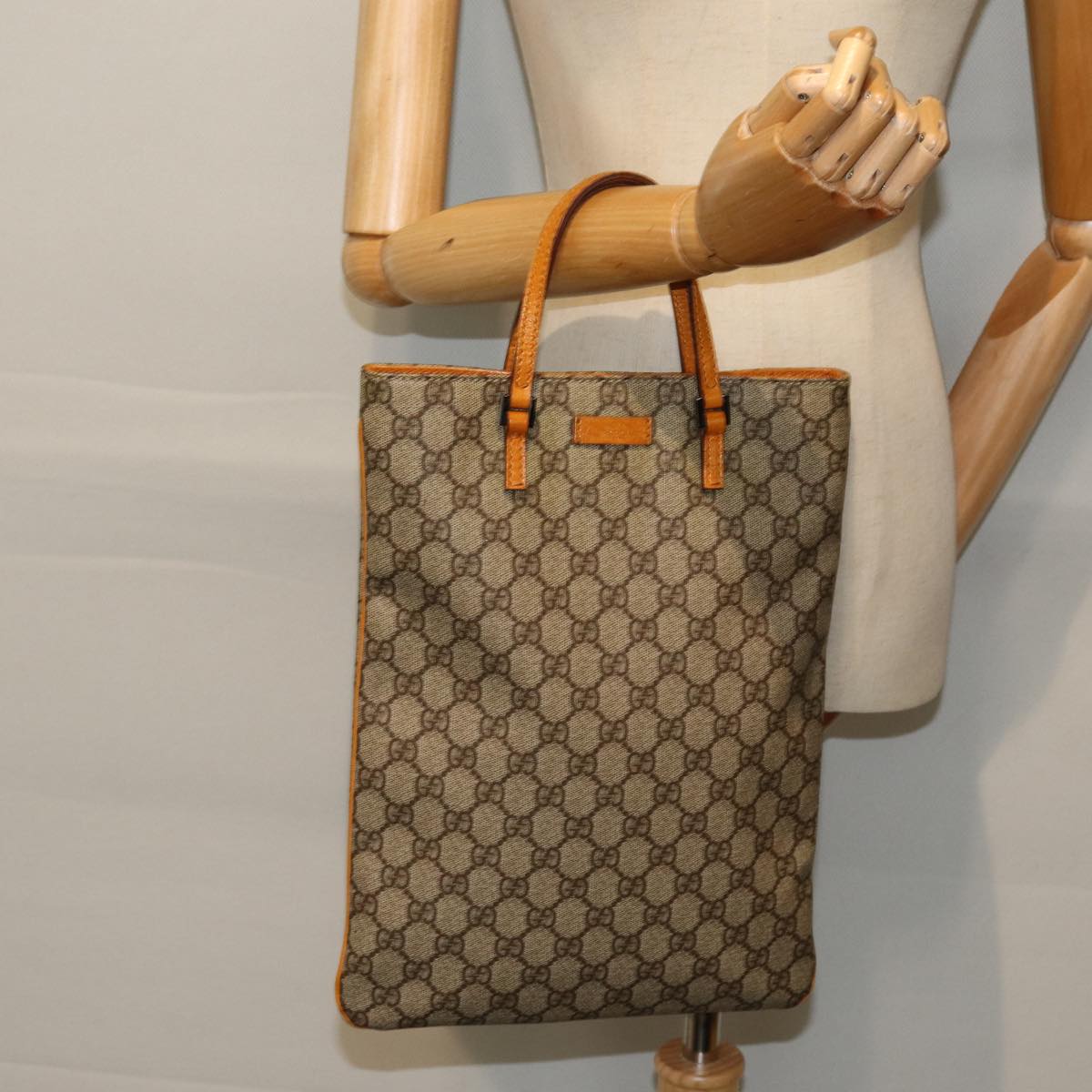 GUCCI GG Canvas Hand Bag Coated Canvas Beige Orange ep5108
