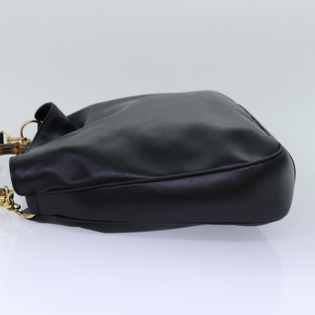 GUCCI Bamboo Hand Bag Leather 2way Black Gold 001 2013 1577 0 ep5111