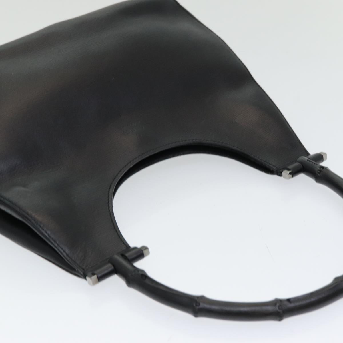 GUCCI Bamboo Hand Bag Leather Black ep5135