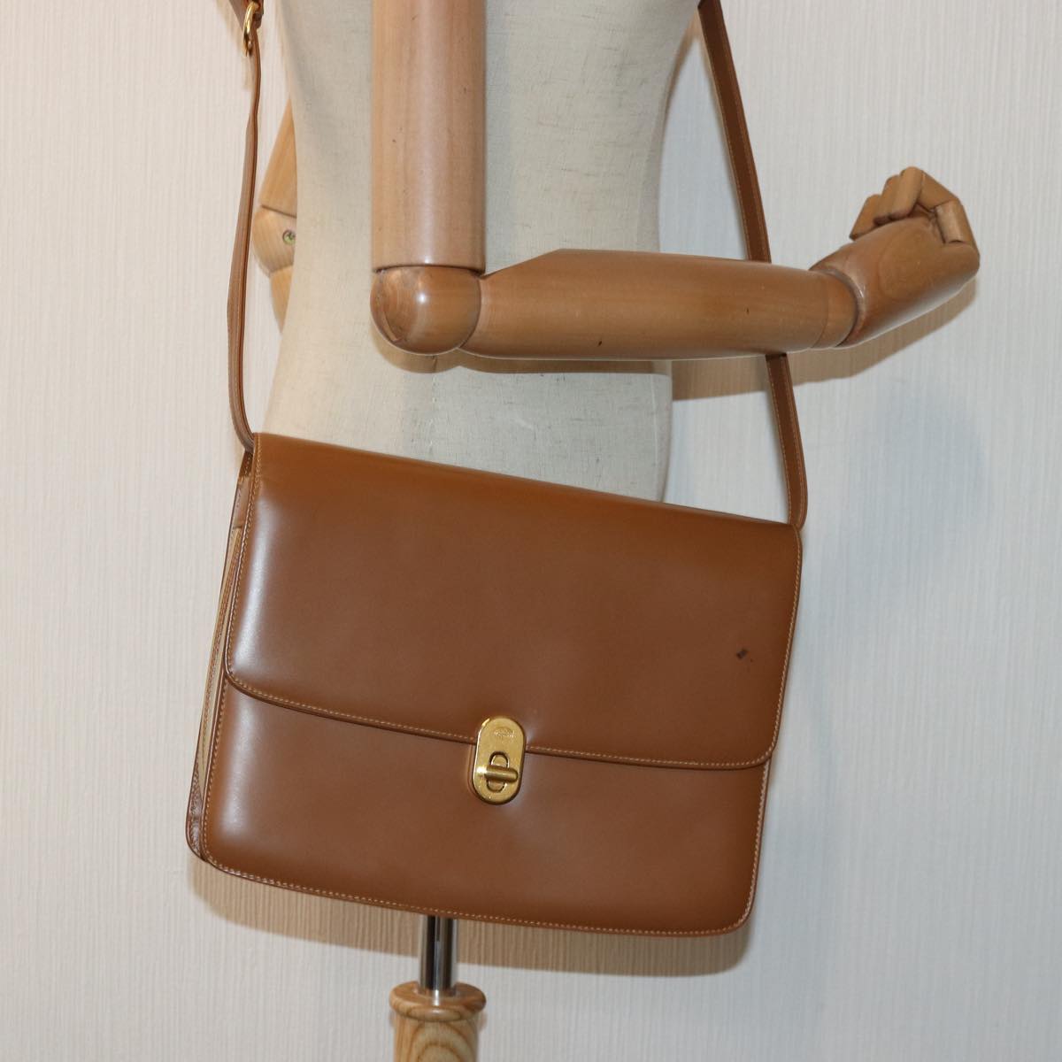 GUCCI Shoulder Bag Leather Brown Gold 004 109 0316 ep5153