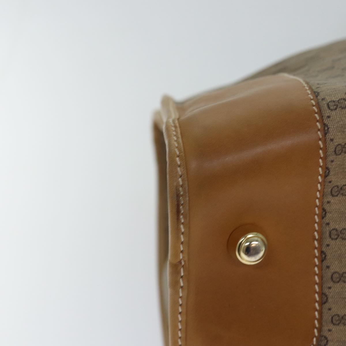 GUCCI Micro GG Canvas Boston Bag PVC Leather Beige ep5159