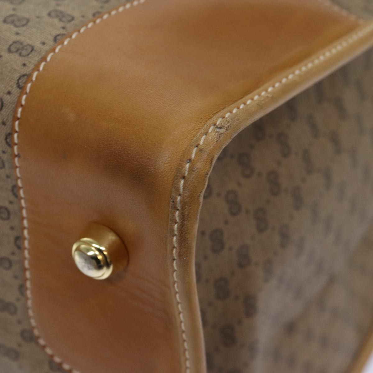 GUCCI Micro GG Canvas Boston Bag PVC Leather Beige ep5159