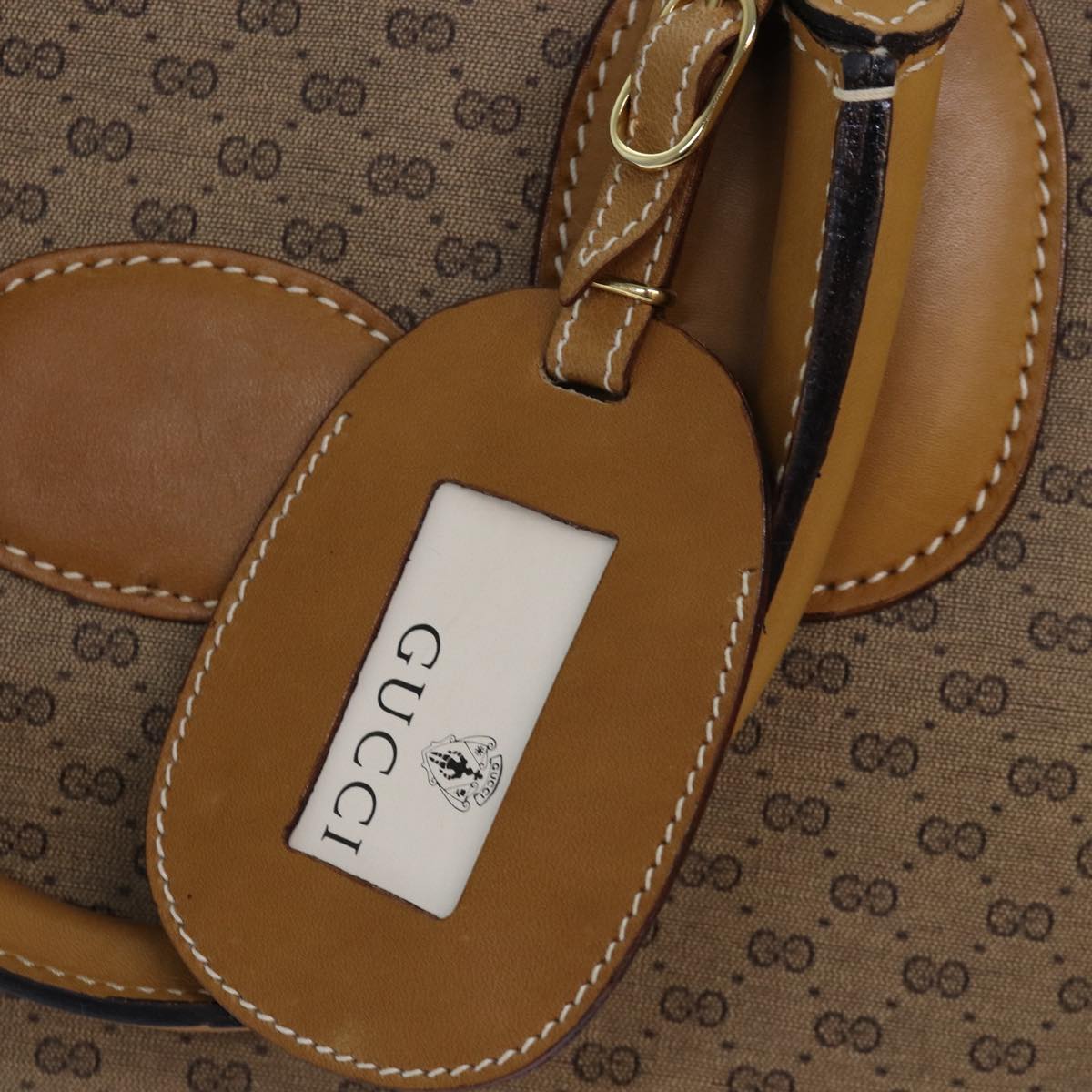 GUCCI Micro GG Canvas Boston Bag PVC Leather Beige ep5159
