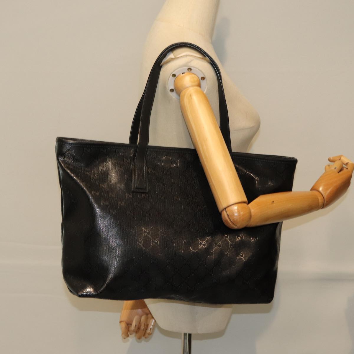 GUCCI GG implementation Tote Bag PVC Black ep5161