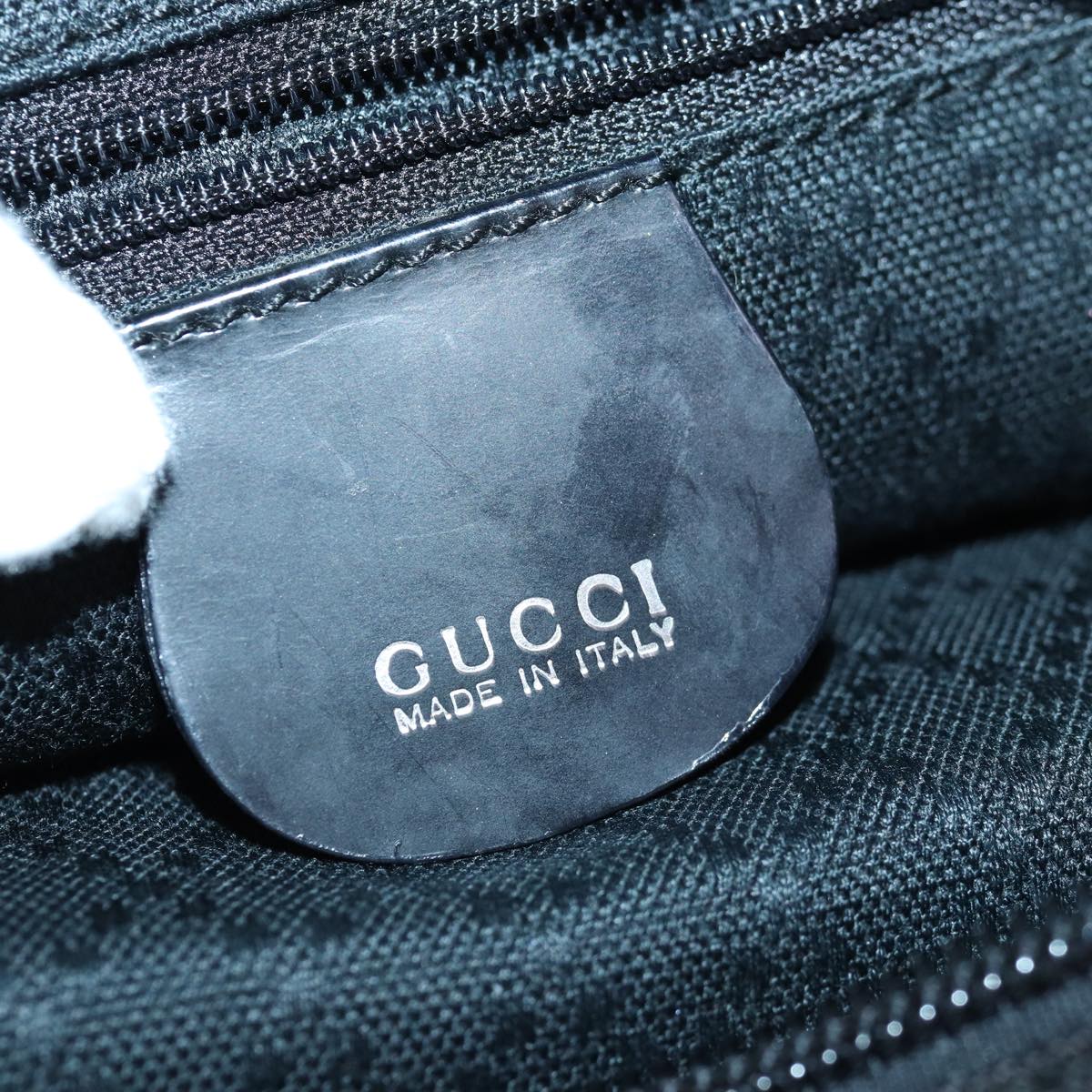GUCCI Bamboo Hand Bag Nylon Black Silver 000 2404 0509 ep5162