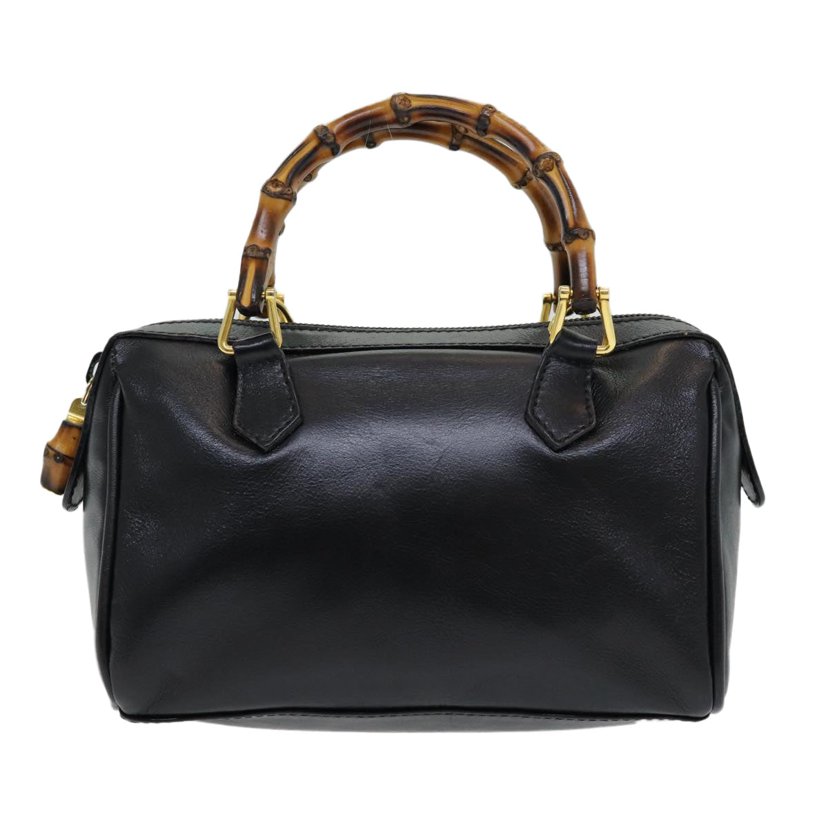 GUCCI Bamboo Hand Bag Leather 2way Black ep5183