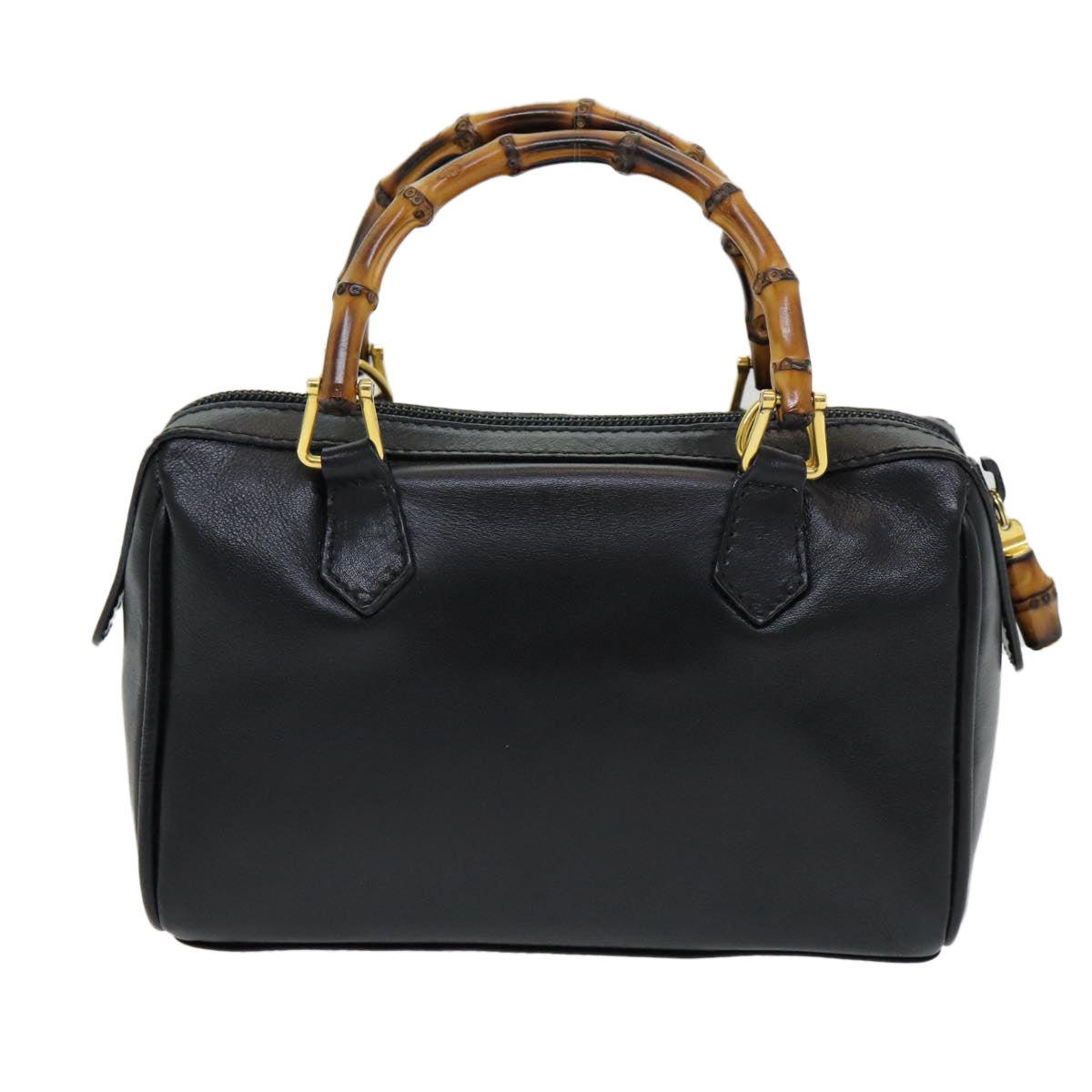 GUCCI Bamboo Hand Bag Leather 2way Black ep5183