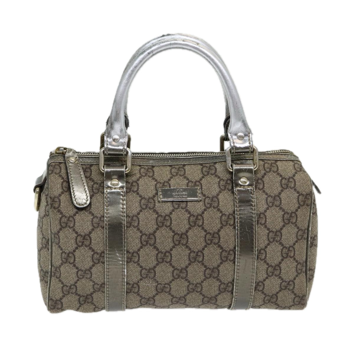 GUCCI GG Canvas Hand Bag Coated Canvas Beige Silver ep5193
