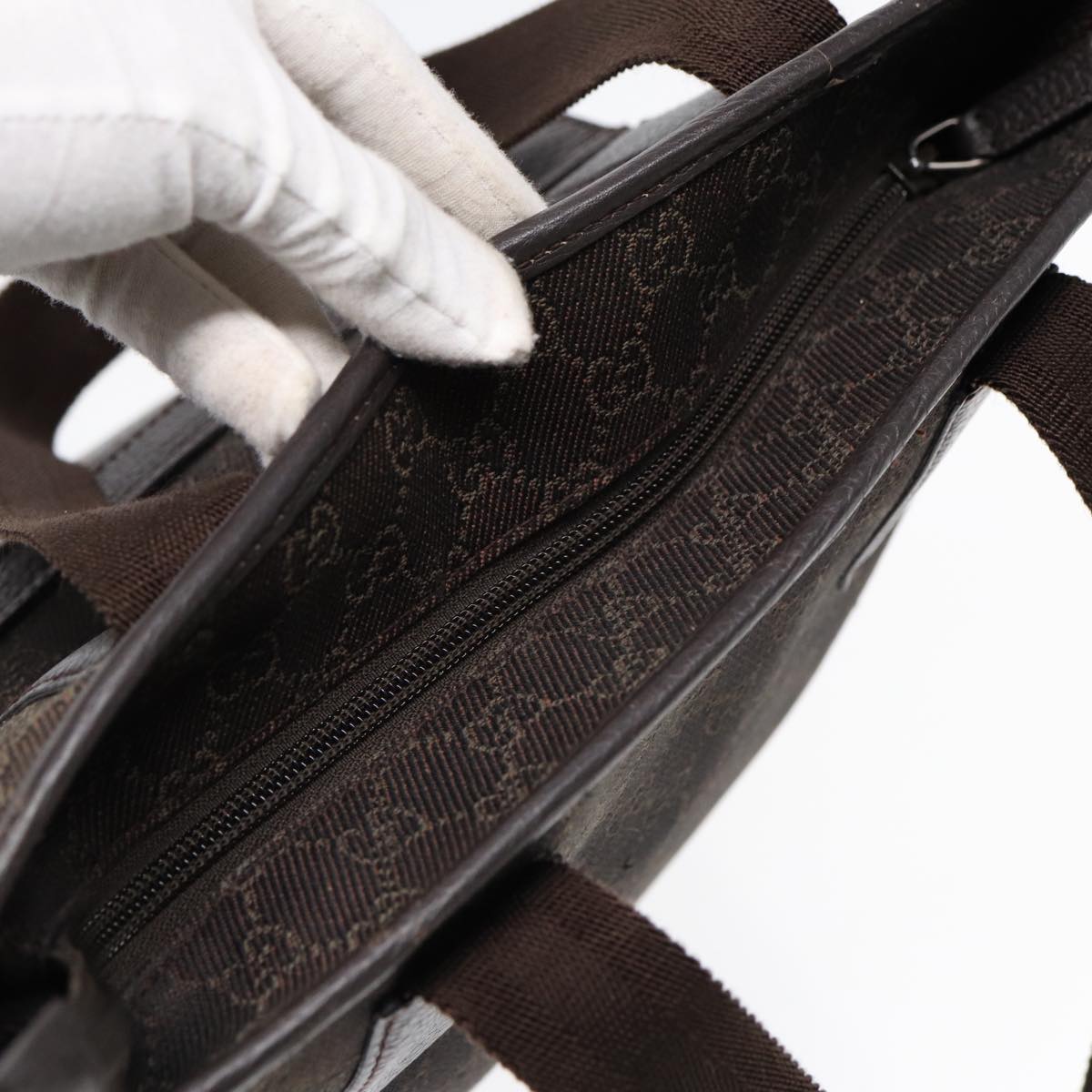 GUCCI GG Canvas Tote Bag Outlet Brown Silver 180450 ep5218