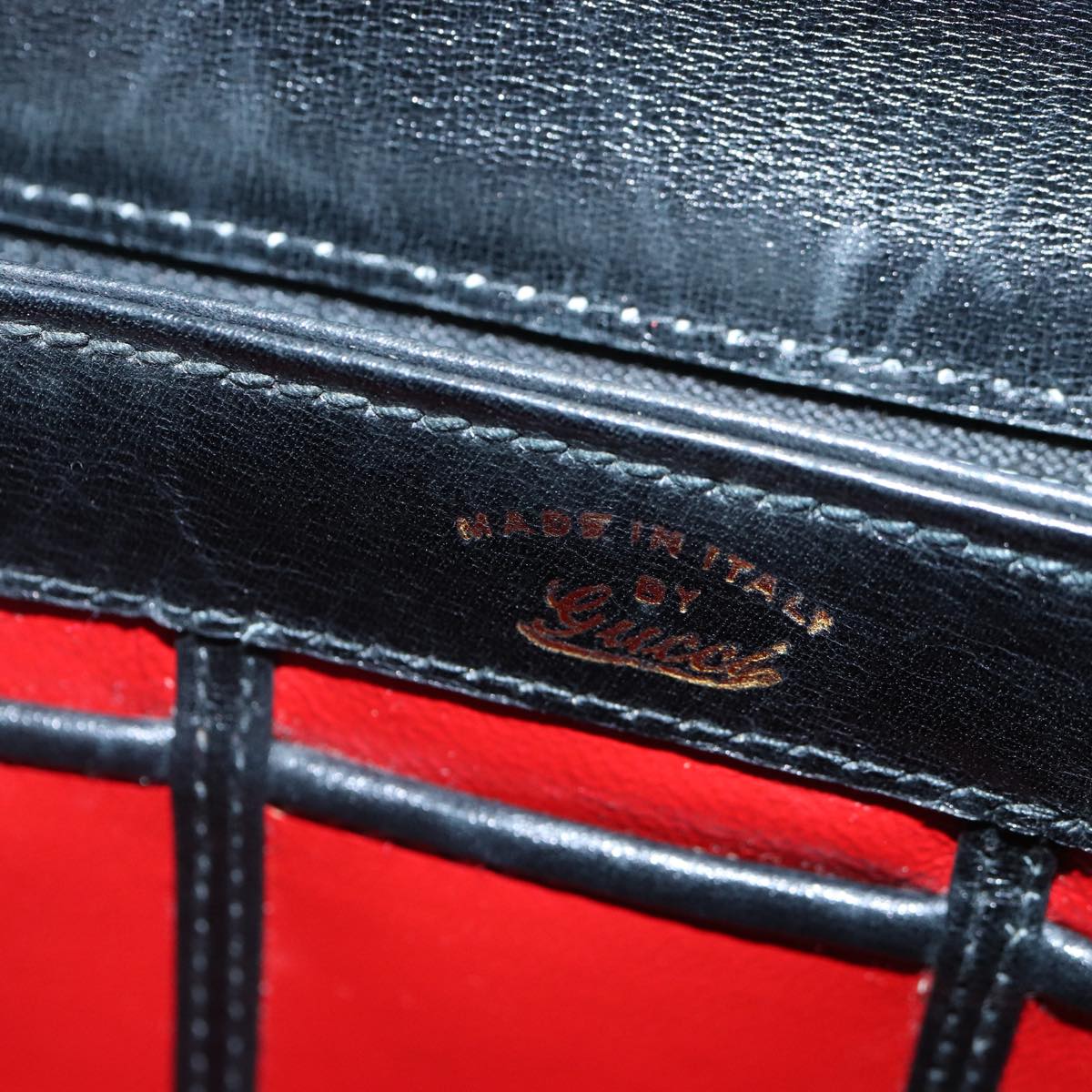 GUCCI Hand Bag Leather Black Gold ep5219