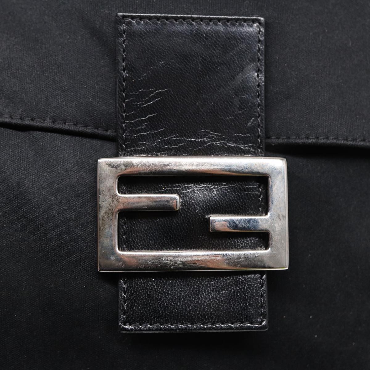 FENDI Mamma Baguette Shoulder Bag Nylon Black Silver ep5222
