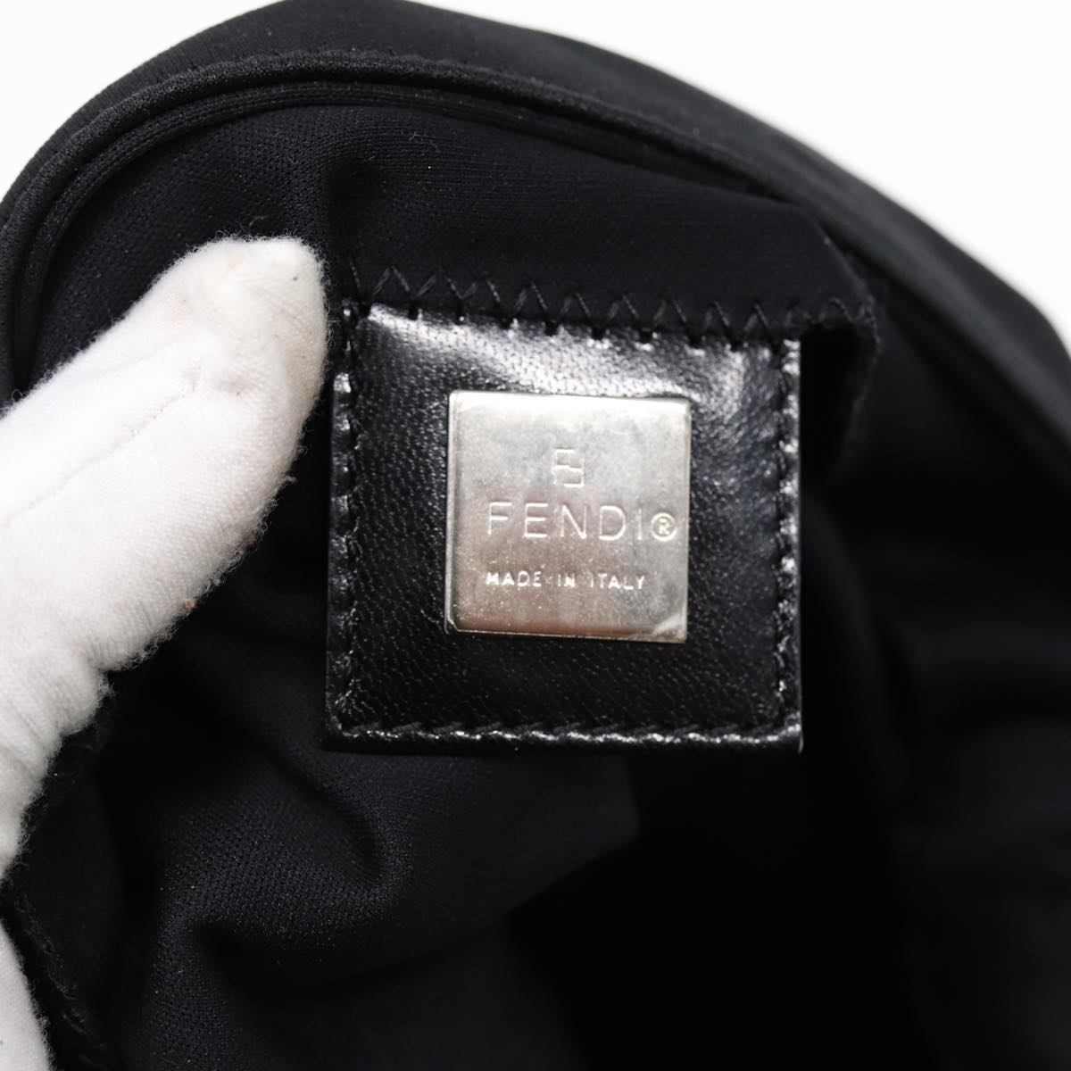 FENDI Mamma Baguette Shoulder Bag Nylon Black Silver ep5222
