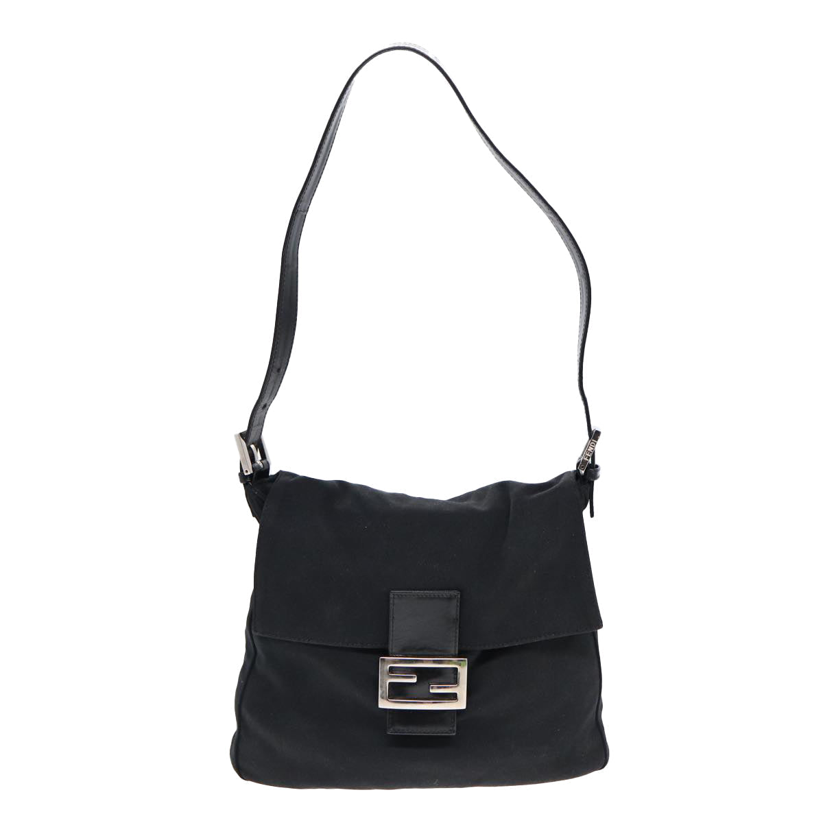 FENDI Mamma Baguette Shoulder Bag Nylon Black Silver ep5222