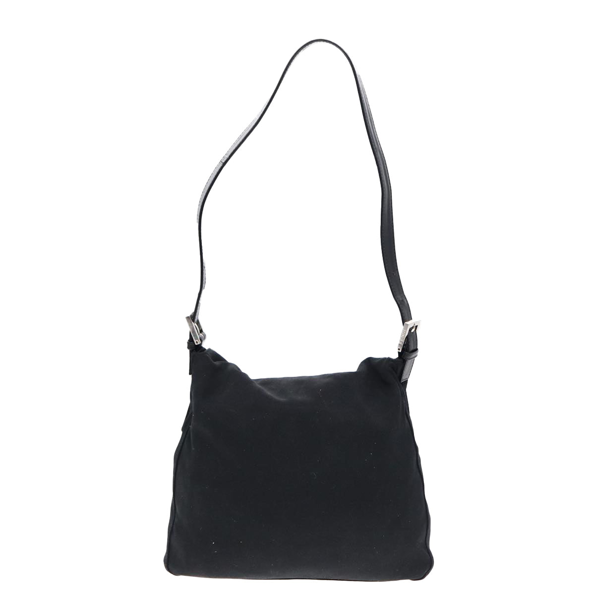 FENDI Mamma Baguette Shoulder Bag Nylon Black Silver ep5222