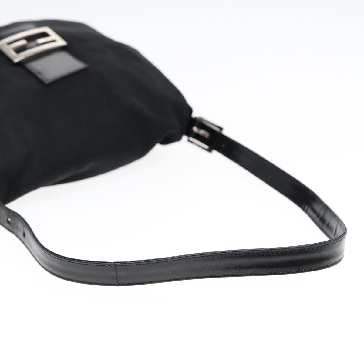 FENDI Mamma Baguette Shoulder Bag Nylon Black Silver ep5222