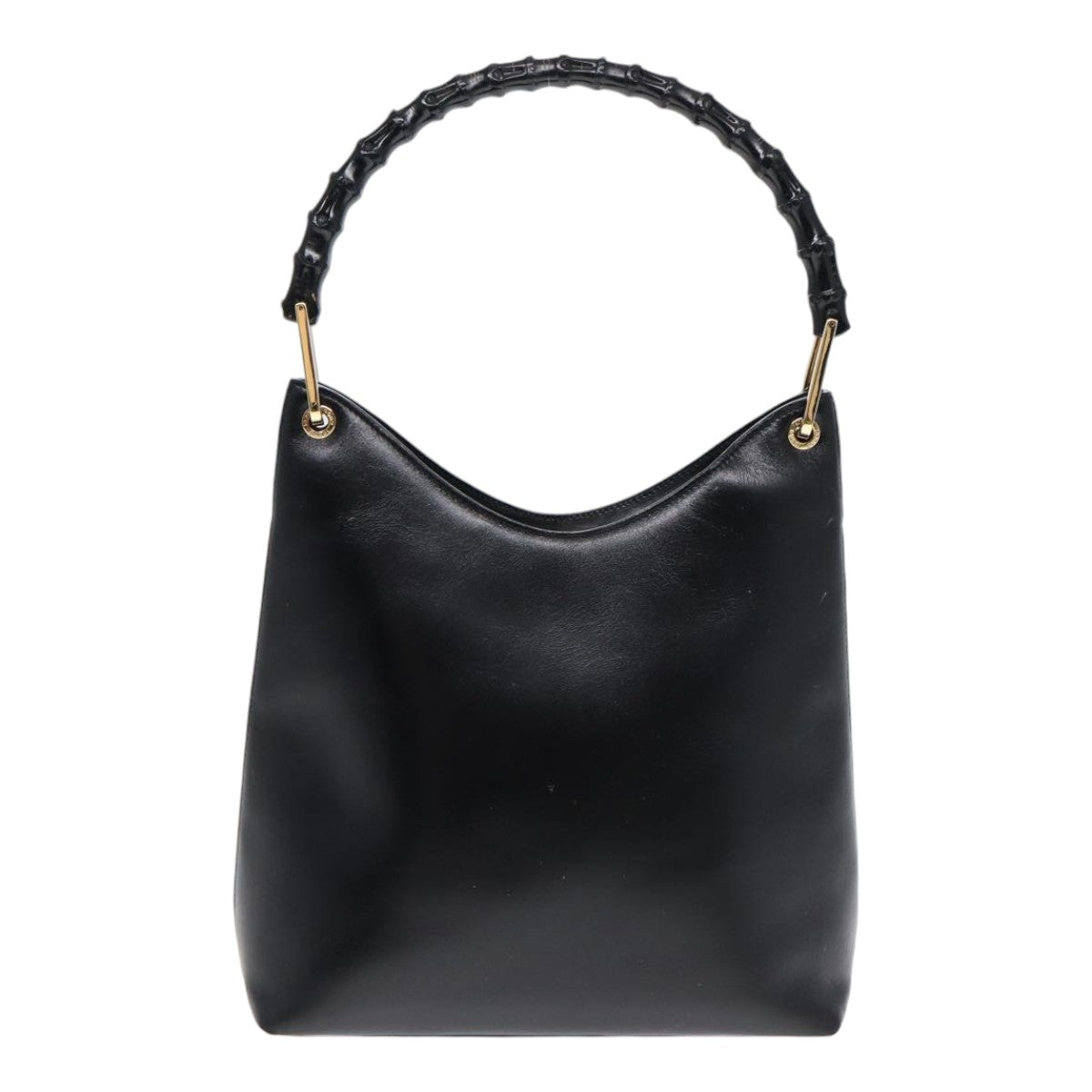 GUCCI Bamboo Hand Bag Leather Black Gold 001 3007 ep5226
