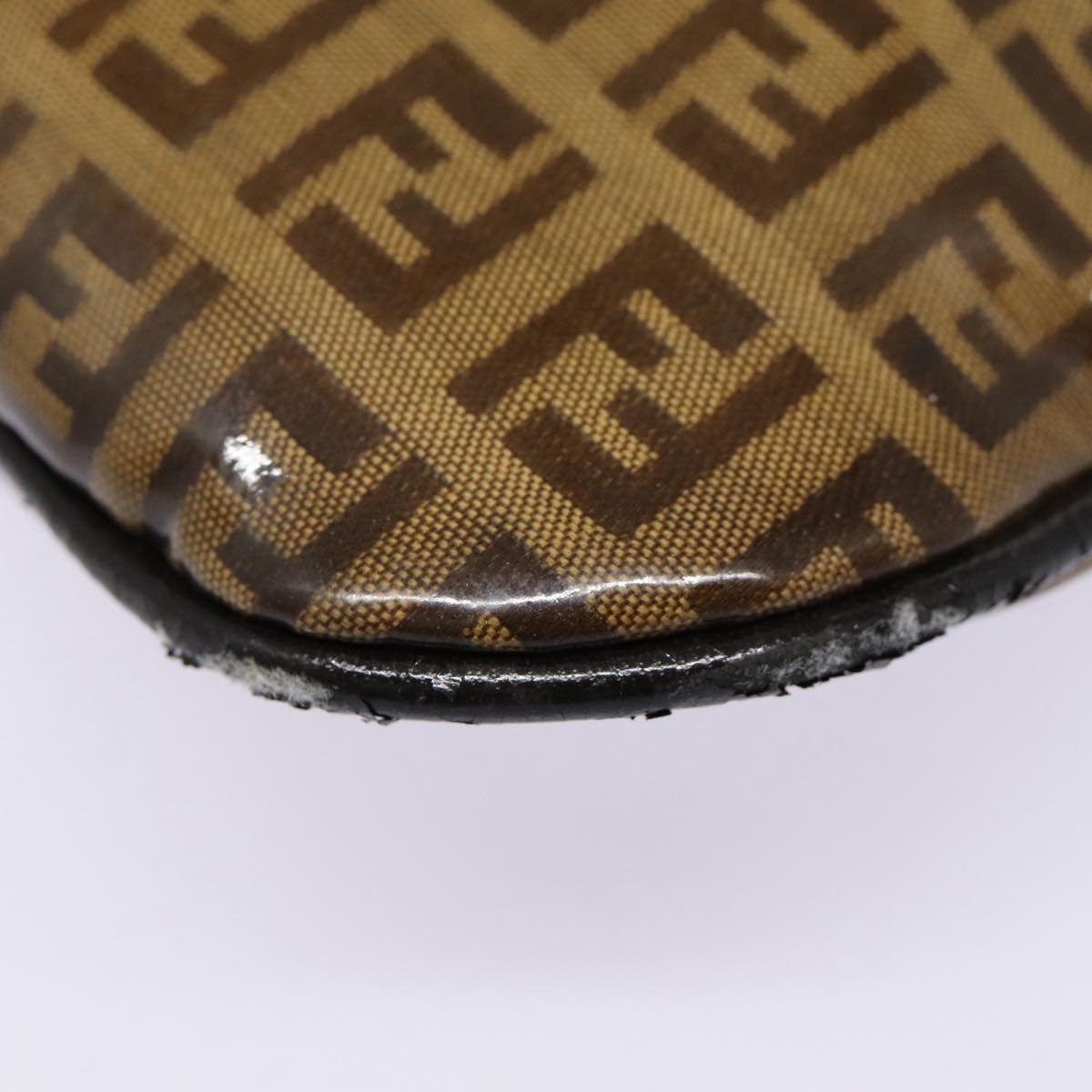 FENDI Zucchino Canvas Hand Bag Brown Gold ep5232