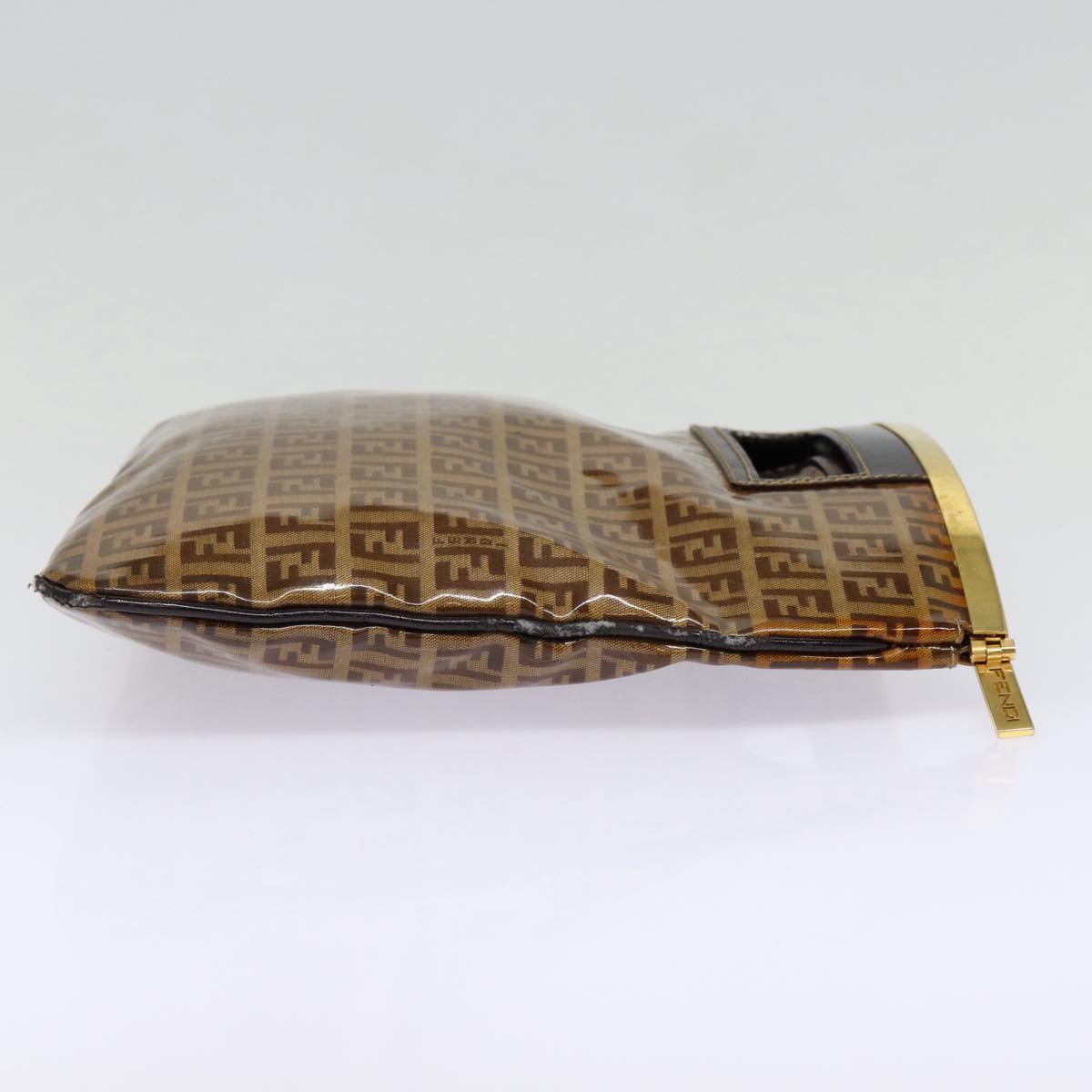 FENDI Zucchino Canvas Hand Bag Brown Gold ep5232