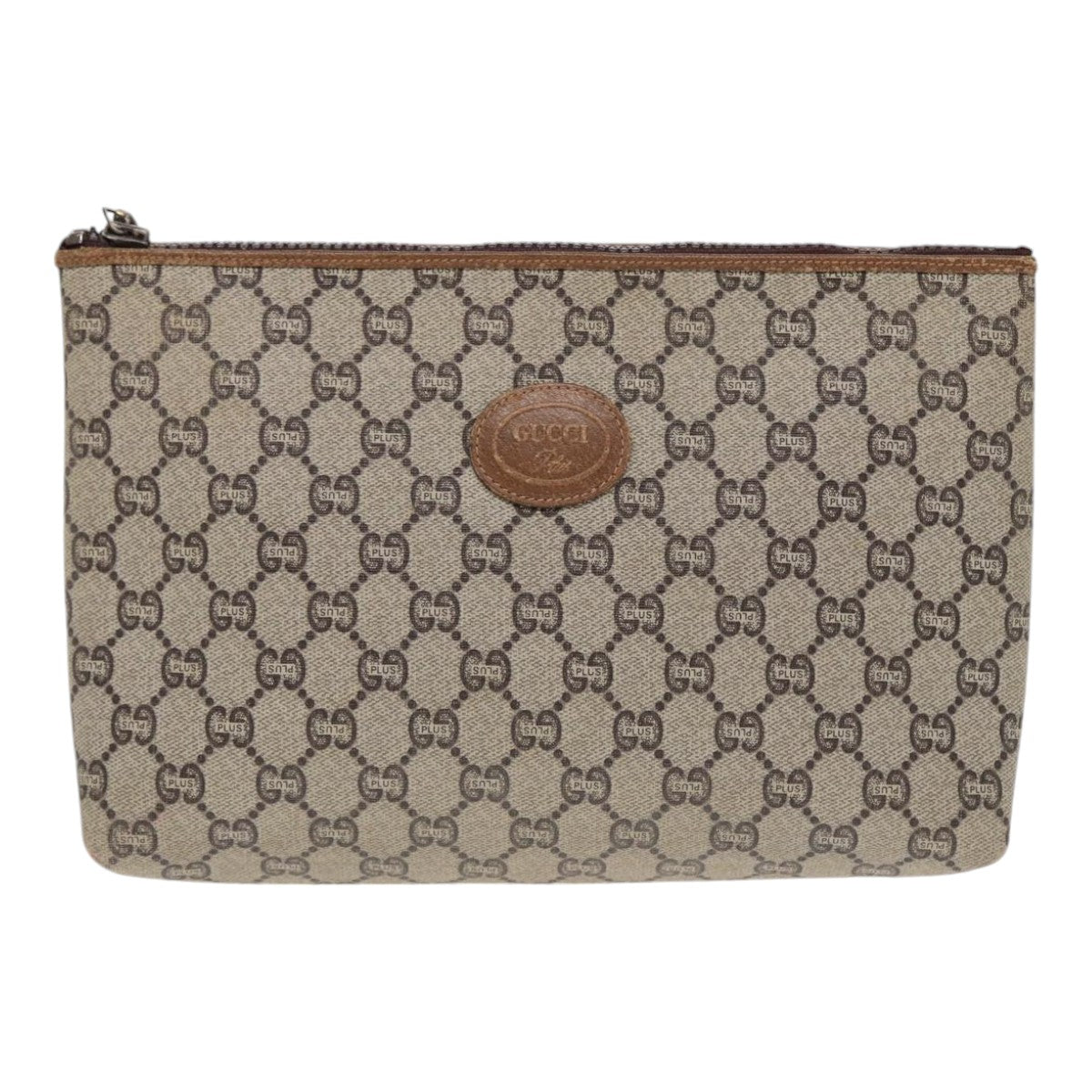 GUCCI GG Plus Supreme Clutch Bag PVC Beige ep5235